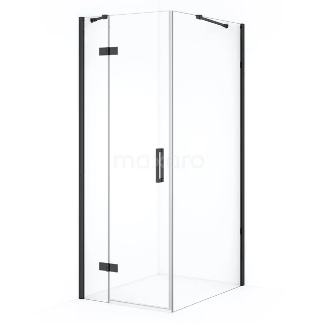 Diamond Douchecabine | 100x80 cm Zwart chroom Helder glas Draaideur Rechthoek CDB213510410BCN