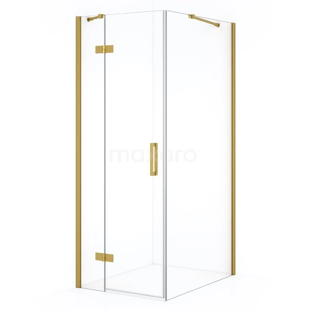 Diamond Douchecabine | 100x80 cm Goud Helder glas Draaideur Rechthoek CDB213510410GGN