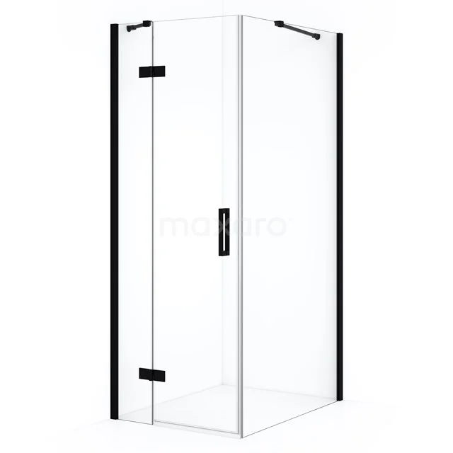 Diamond Shower cabin | 100x80 cm Matte black Clear glass Pivot door Rectangle CDB213510410MB