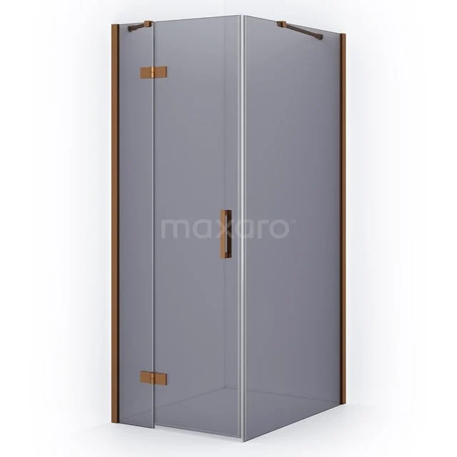Diamond Shower cabin | 100x80 cm Copper Smoke glass Pivot door Rectangle CDB213510411KP