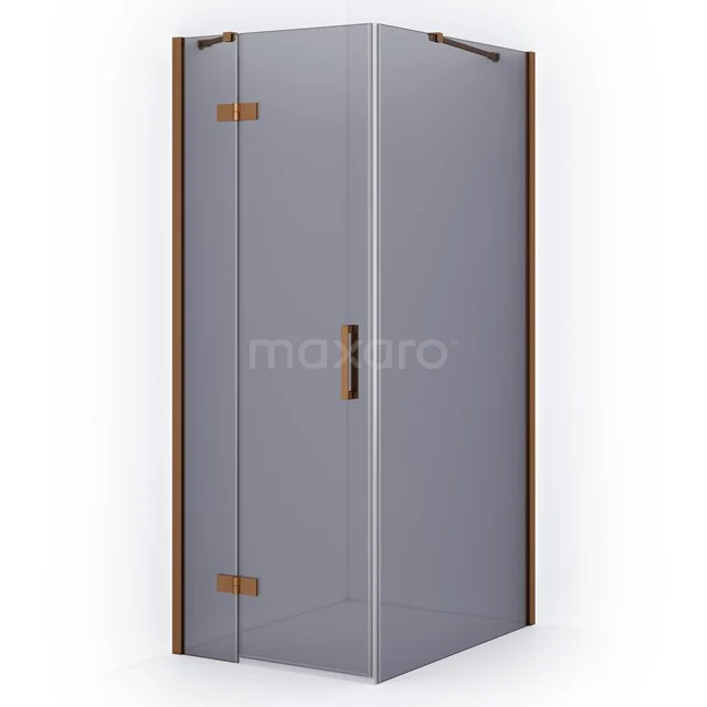 Diamond Shower enclosure | 90x90 cm Copper Smoke glass Pivot door Square CDB213609411KP