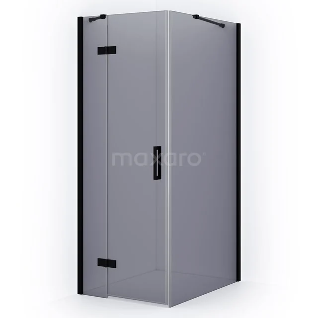 Diamond Shower enclosure | 90x90 cm Matte black Smoke glass Pivot door Square CDB213609411MB