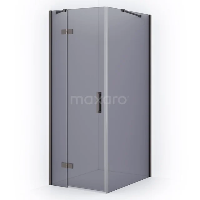 Diamond Shower enclosure | 90x90 cm Black metal Smoke glass Pivot door Square CDB213609411ZMN