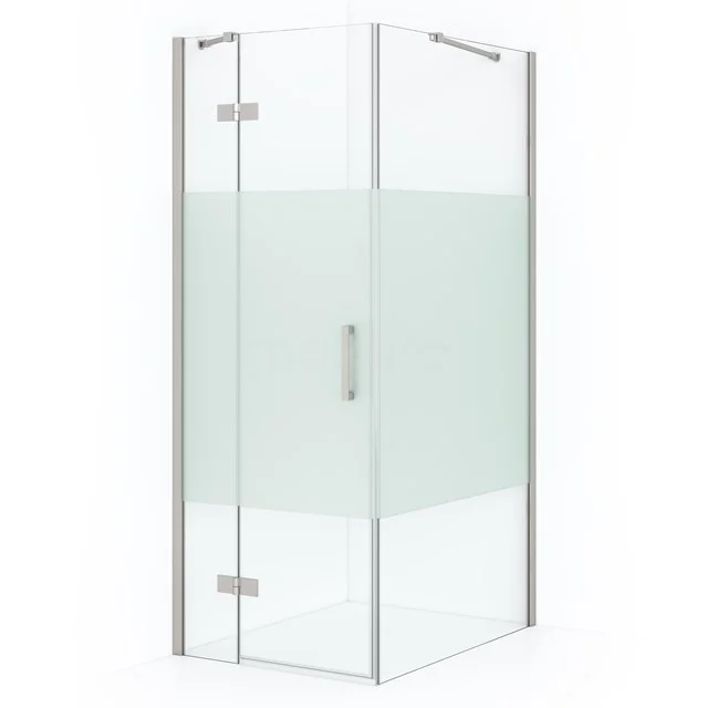 Diamond Shower enclosure | 90x90 cm Stainless steel Clear with matt strip Pivot door Square CDB213609413BR