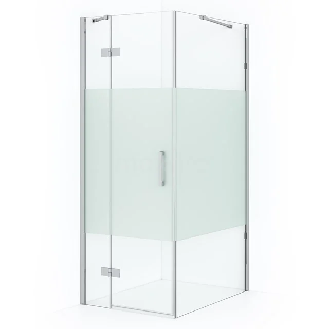 Diamond Douchecabine | 90x80 cm Chroom Helder met matte strook Draaideur Rechthoek CDB213509413C