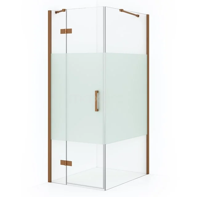 Diamond Shower enclosure | 90x90 cm Copper Clear with matt strip Pivot door Square CDB213609413KP