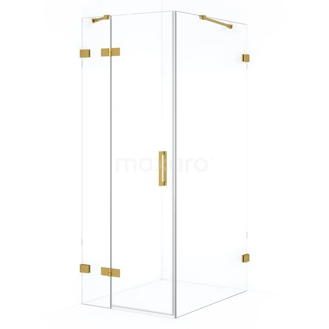 Diamond Douchecabine | 100x80 cm Goud Helder glas Draaideur Rechthoek CDB213510420GG