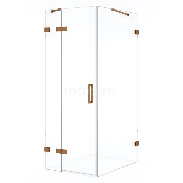 Diamond Douchecabine | 100x90 cm Koper Helder glas Draaideur Rechthoek CDB213610420KP