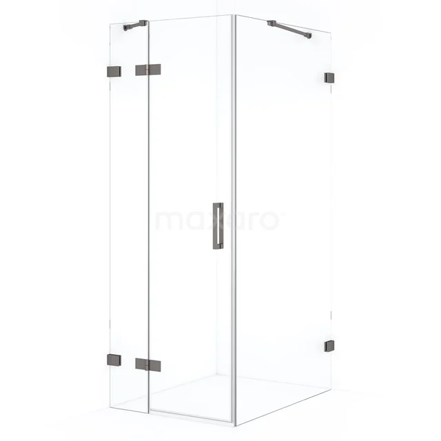 Diamond Shower enclosure | 90x90 cm Black metal Clear glass Pivot door Square CDB213609420ZM