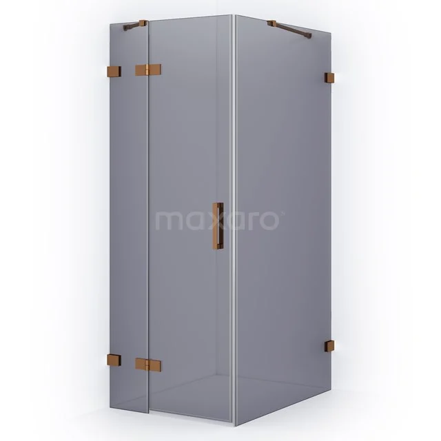 Diamond Shower enclosure | 90x90 cm Copper Smoke glass Pivot door Square CDB213609421KP