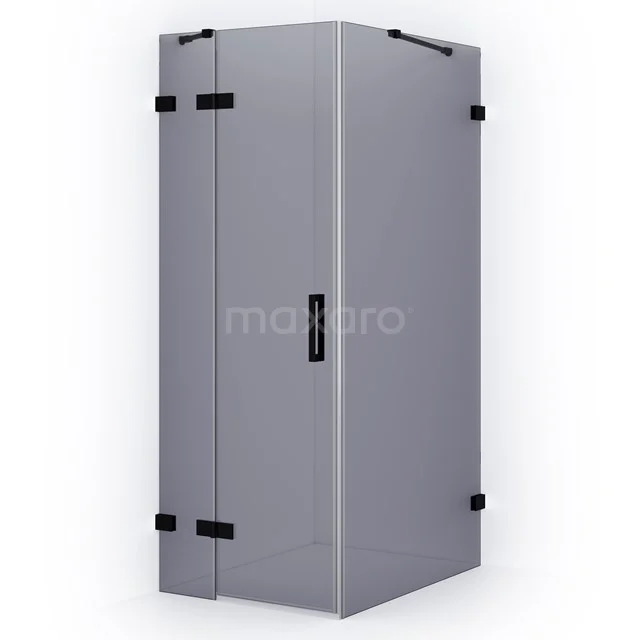 Diamond Shower enclosure | 90x90 cm Matte black Smoke glass Pivot door Square CDB213609421MB