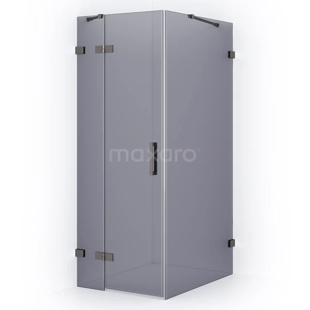 Diamond Shower enclosure | 90x90 cm Black metal Smoke glass Pivot door Square CDB213609421ZM