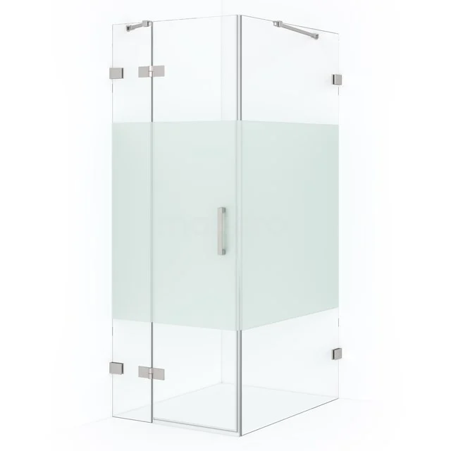 Diamond Shower enclosure | 90x90 cm Stainless steel Clear with matt strip Pivot door Square CDB213609423BR