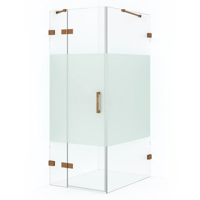 Diamond Shower enclosure | 90x90 cm Copper Clear with matt strip Pivot door Square CDB213609423KP