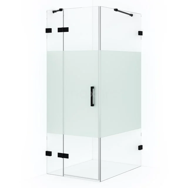 Diamond Shower enclosure | 90x90 cm Matte black Clear with matt strip Pivot door Square CDB213609423MB
