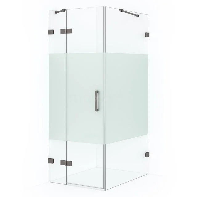 Diamond Shower enclosure | 90x90 cm Black metal Clear with matt strip Pivot door Square CDB213609423ZM