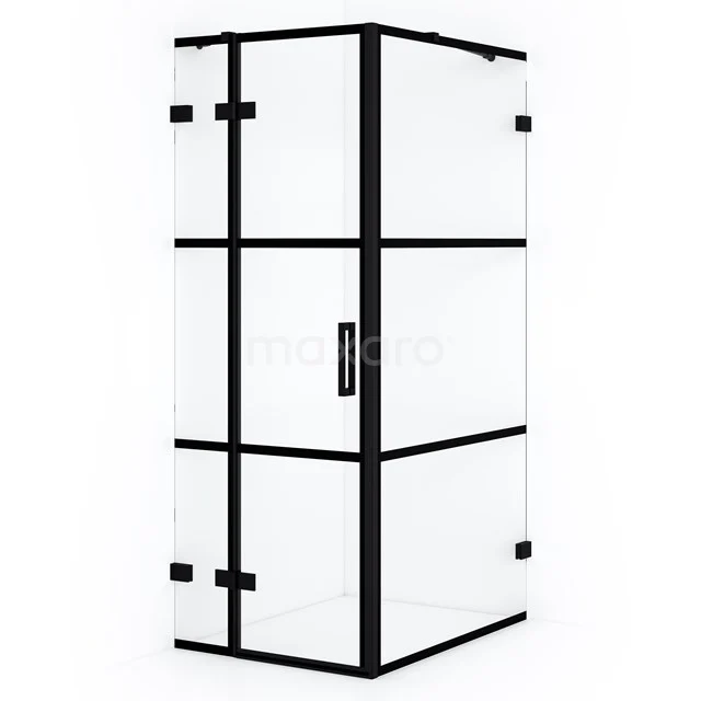 Diamond Shower enclosure | 90x90 cm Matte black Clear with 4 black stripes Pivot door Square CDB213609428MB