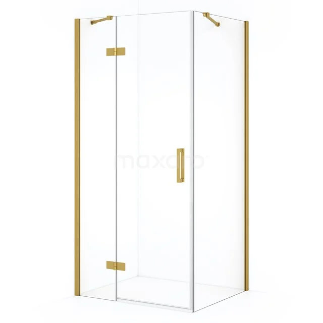 Diamond Douchecabine | 100x70 cm Goud Helder glas Draaideur Rechthoek CDB214607410GGN