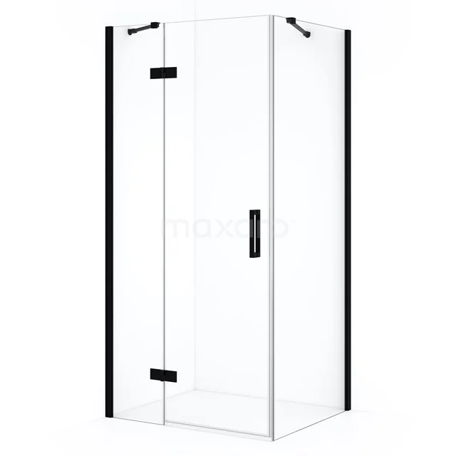 Diamond Shower cabin | 110x80 cm Matte black Clear glass Pivot door Rectangle CDB216508410MB