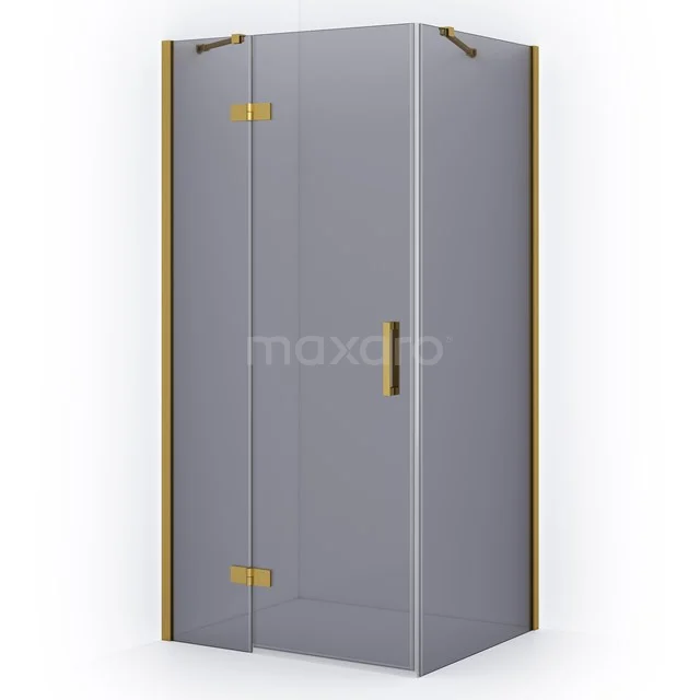 Diamond Shower cabin | 100x80 cm Gold Smoke glass Pivot door Rectangle CDB214608411GGN