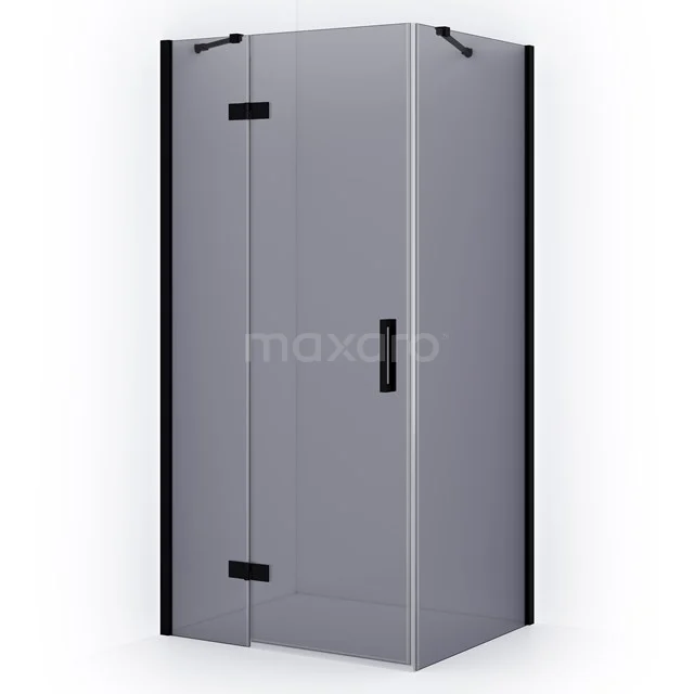 Diamond Shower enclosure | 100x80 cm Matte black Smoke glass Pivot door Rectangle CDB214608411MB