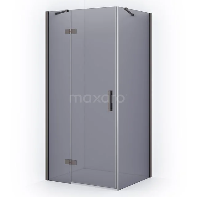 Diamond Shower enclosure | 100x80 cm Black metal Smoke glass Pivot door Rectangle CDB214608411ZMN