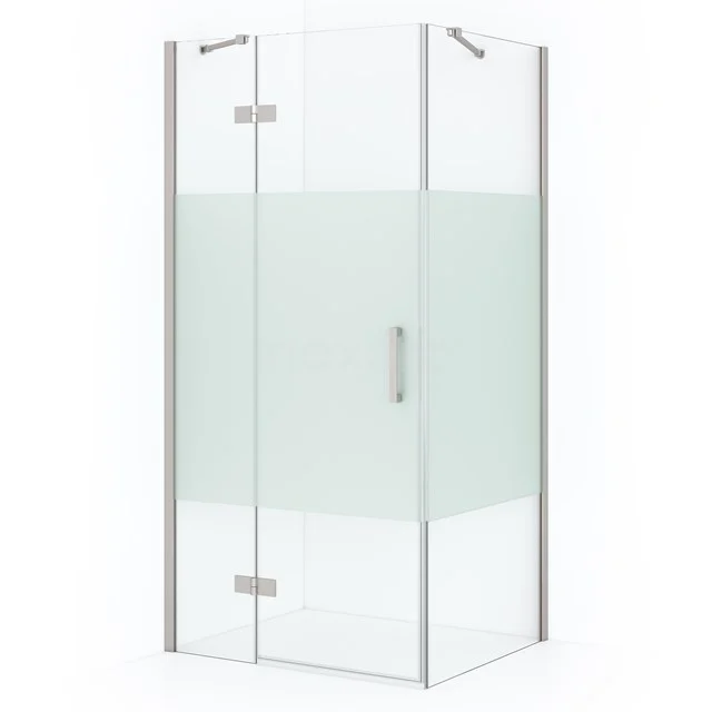 Diamond Shower enclosure | 100x80 cm Stainless steel Clear with matt strip Pivot door Rectangle CDB214608413BR