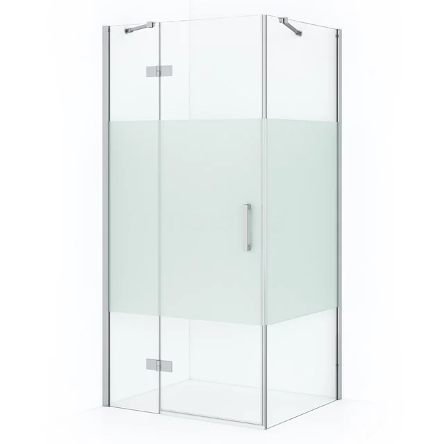 Diamond Shower enclosure | 100x80 cm Chrome Clear with matt strip Pivot door Rectangle CDB214608413C