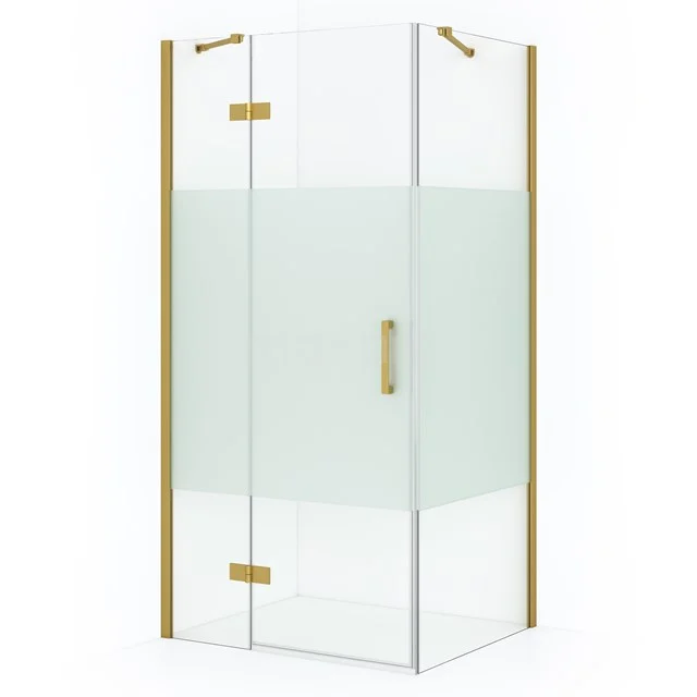 Diamond Shower enclosure | 110x80 cm Gold Clear with matt strip Pivot door Rectangle CDB216508413GGN