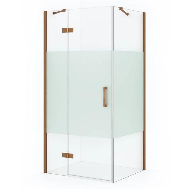 Diamond Shower enclosure | 100x80 cm Copper Clear with matt strip Pivot door Rectangle CDB214608413KP