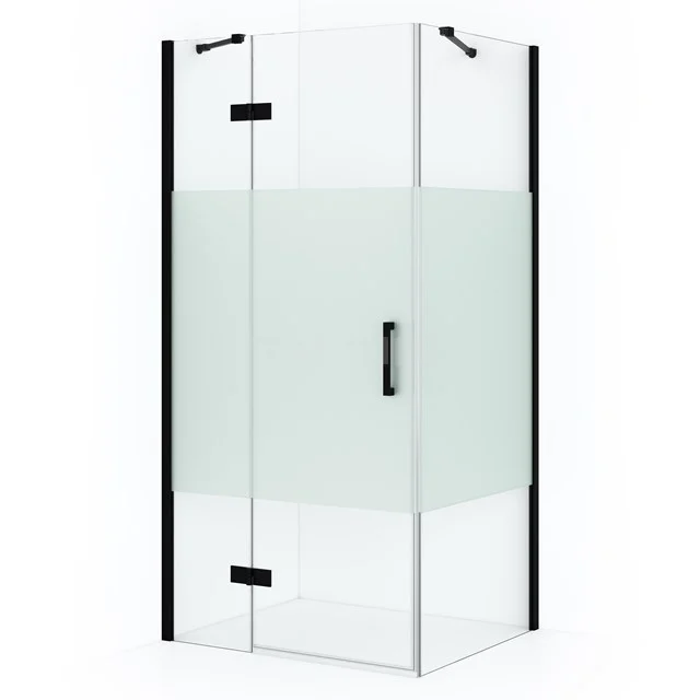 Diamond Shower enclosure | 100x80 cm Matte black Clear with matt strip Pivot door Rectangle CDB214608413MB