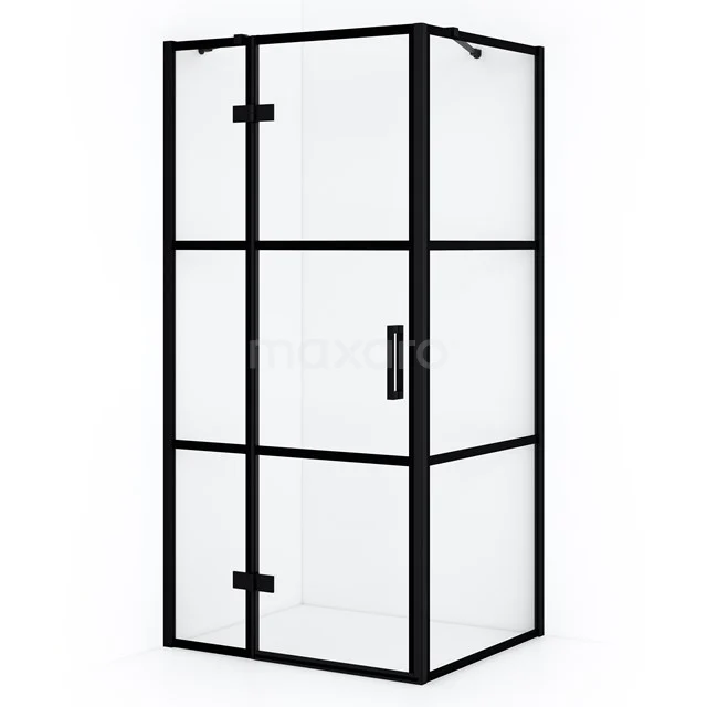 Diamond Shower enclosure | 100x80 cm Matte black Clear with 4 black stripes Pivot door Rectangle CDB214608418MB