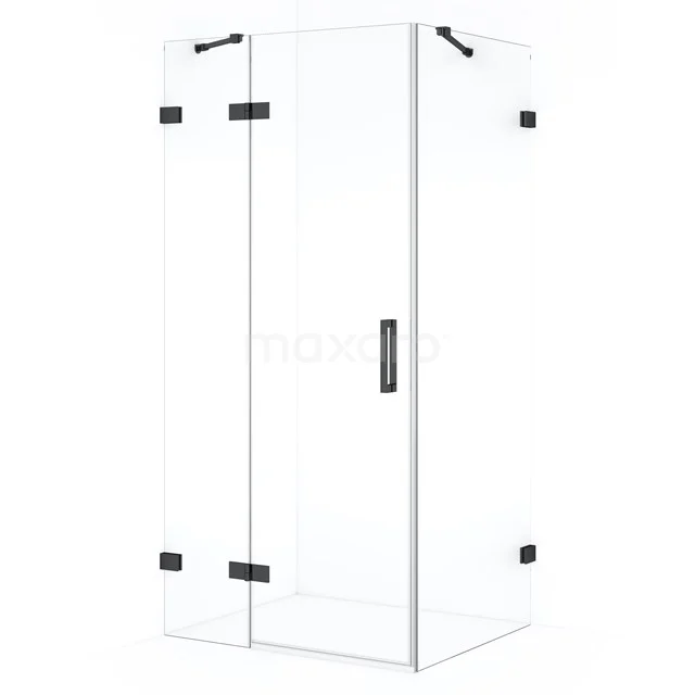 Diamond Douchecabine | 100x70 cm Zwart chroom Helder glas Draaideur Rechthoek CDB214607420BC