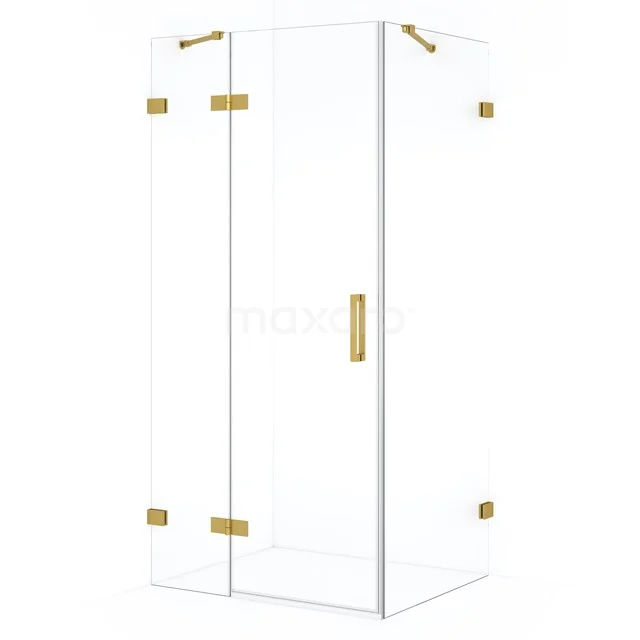 Diamond Douchecabine | 100x70 cm Goud Helder glas Draaideur Rechthoek CDB214607420GG