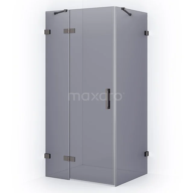 Diamond Shower enclosure | 100x80 cm Black metal Smoke glass Pivot door Rectangle CDB214608421ZM