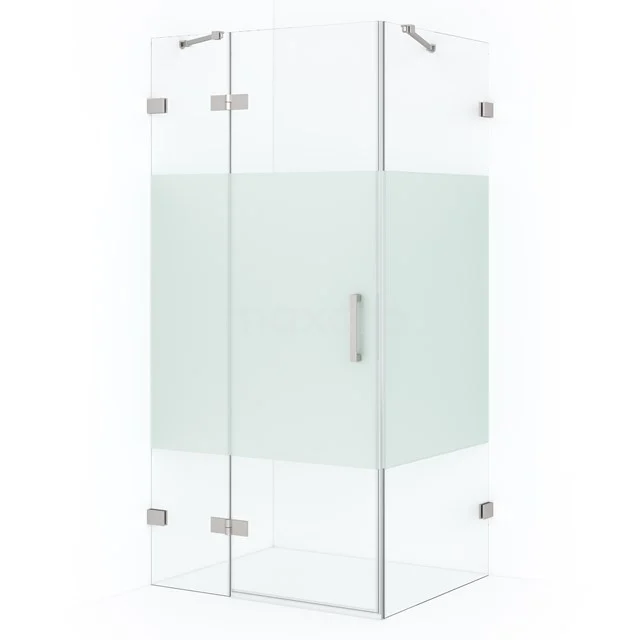 Diamond Shower enclosure | 100x80 cm Stainless steel Clear with matt strip Pivot door Rectangle CDB214608423BR