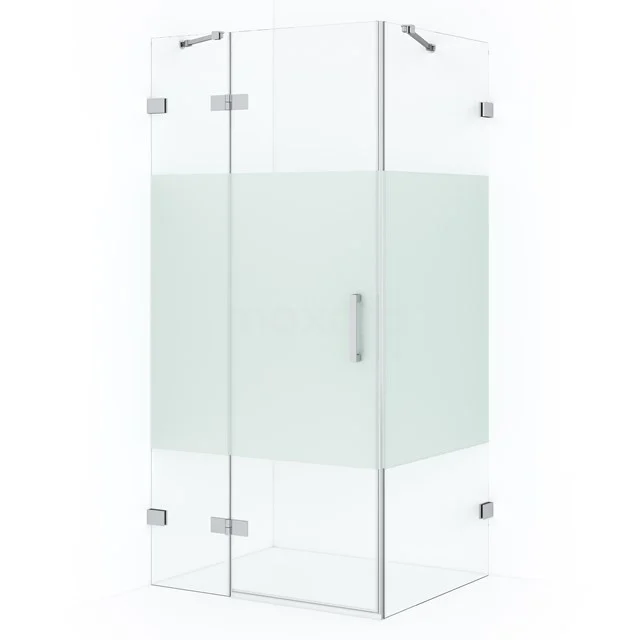 Diamond Douchecabine | 100x80 cm Chroom Helder met matte strook Draaideur Rechthoek CDB214608423C