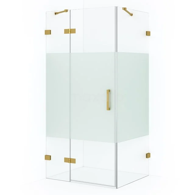 Diamond Shower enclosure | 110x80 cm Gold Clear with matt strip Pivot door Rectangle CDB216508423GG