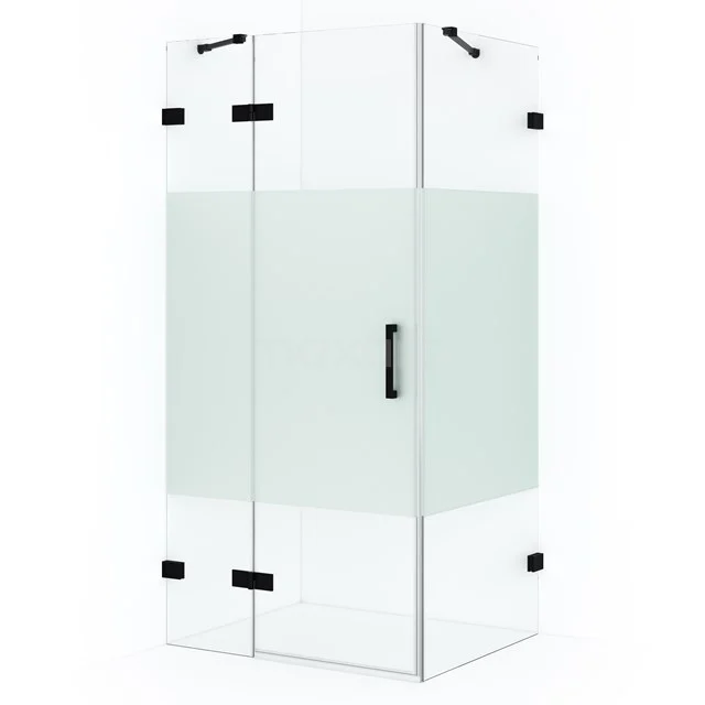 Diamond Shower enclosure | 100x80 cm Matte black Clear with matt strip Pivot door Rectangle CDB214608423MB