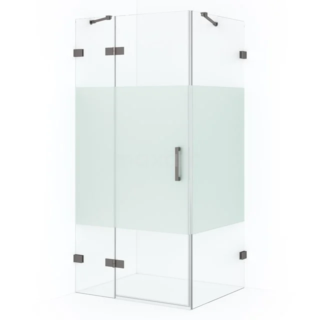 Diamond Shower enclosure | 100x80 cm Black metal Clear with matt strip Pivot door Rectangle CDB214608423ZM