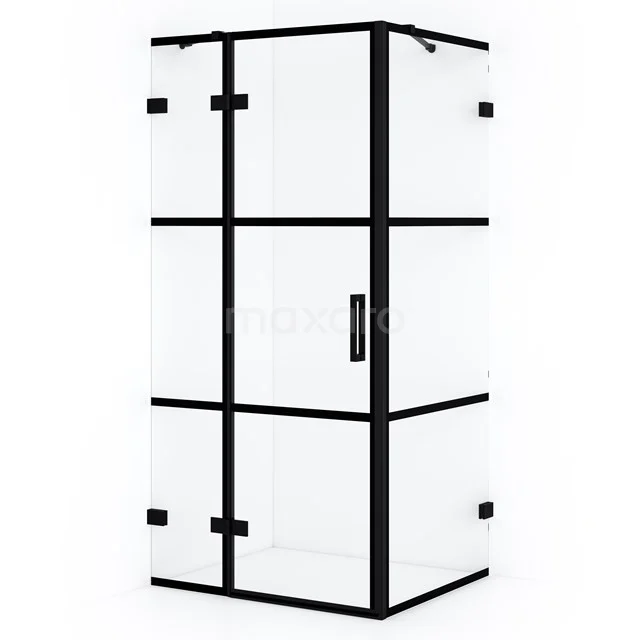 Diamond Shower enclosure | 100x80 cm Matte black Clear with 4 black stripes Pivot door Rectangle CDB214608428MB