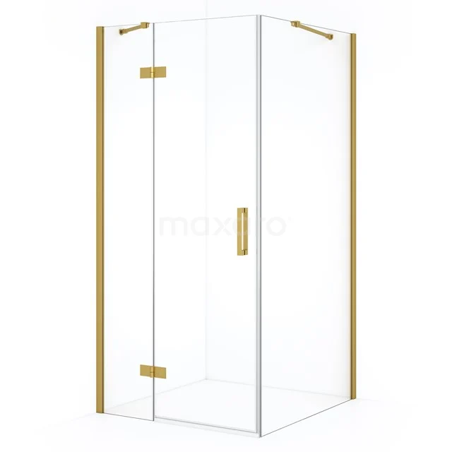 Diamond Douchecabine | 100x100 cm Goud Helder glas Draaideur Vierkant CDB214610410GGN