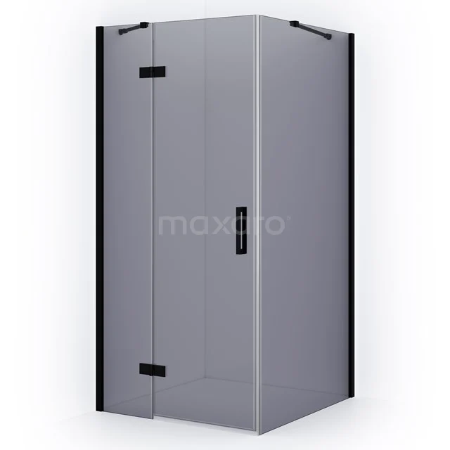Diamond Shower cabin | 100x90 cm Matte black Smoke glass Pivot door Rectangle CDB214609411MB
