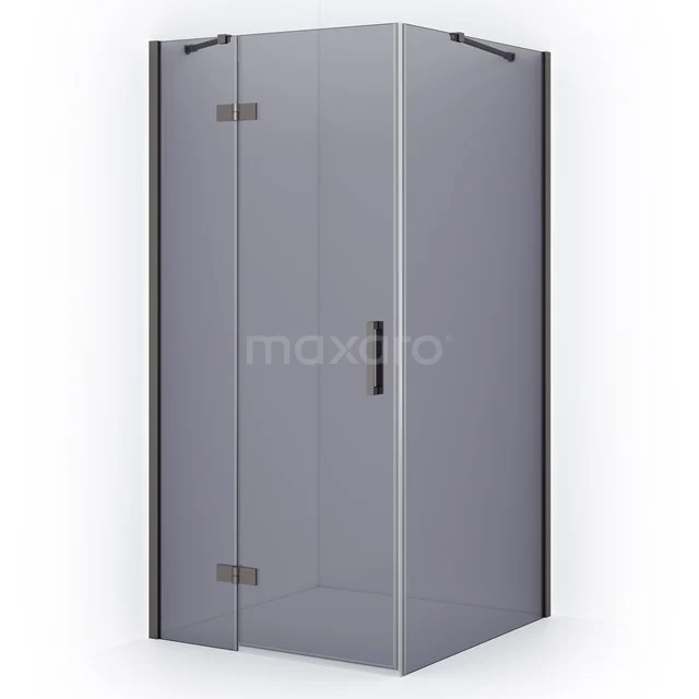 Diamond Shower enclosure | 100x100 cm Black metal Smoke glass Pivot door Square CDB214610411ZMN
