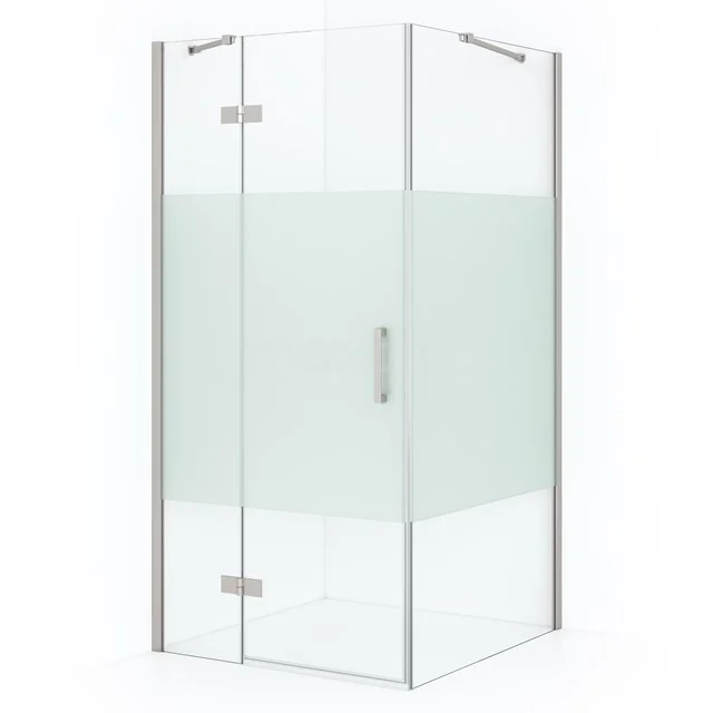 Diamond Shower enclosure | 100x90 cm Stainless steel Clear with matt strip Pivot door Rectangle CDB214609413BR
