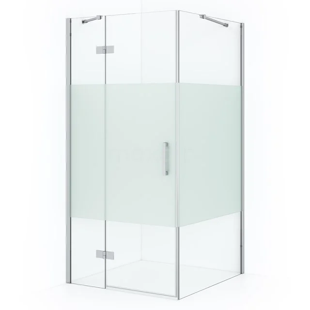 Diamond Shower enclosure | 100x90 cm Chrome Clear with matt strip Pivot door Rectangle CDB214609413C