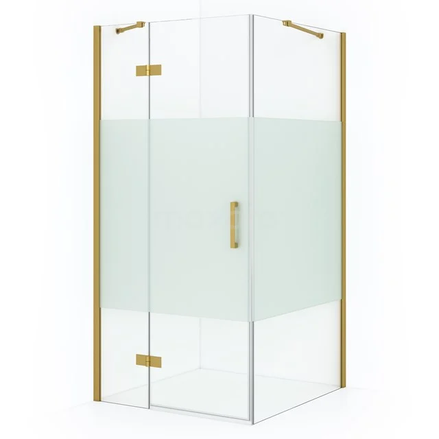 Diamond Shower enclosure | 100x90 cm Gold Clear with matt strip Pivot door Rectangle CDB214609413GGN