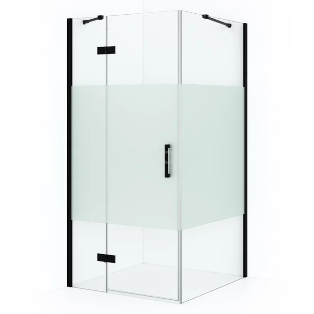 Diamond Shower enclosure | 100x90 cm Matte black Clear with matt strip Pivot door Rectangle CDB214609413MB
