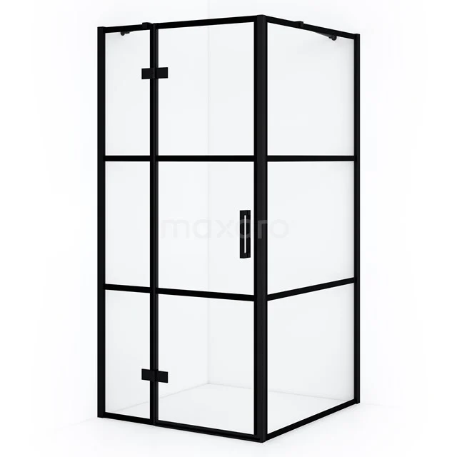 Diamond Shower enclosure | 100x90 cm Matte black Clear with 4 black stripes Pivot door Rectangle CDB214609418MB