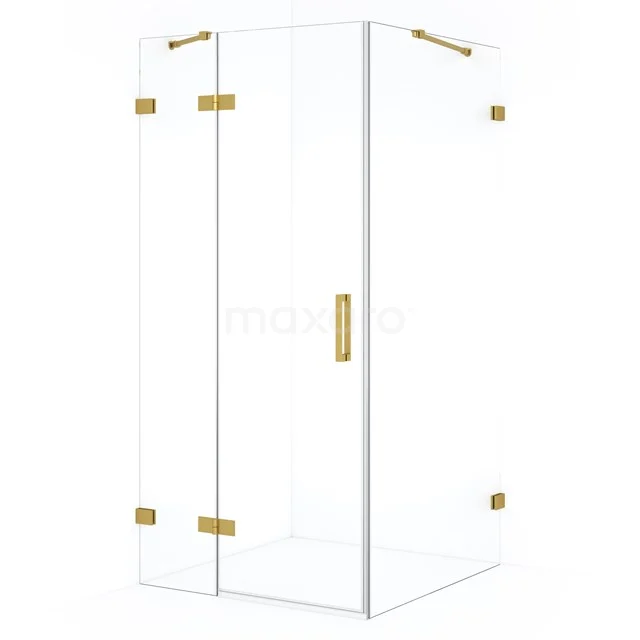 Diamond Douchecabine | 100x100 cm Goud Helder glas Draaideur Vierkant CDB214610420GG